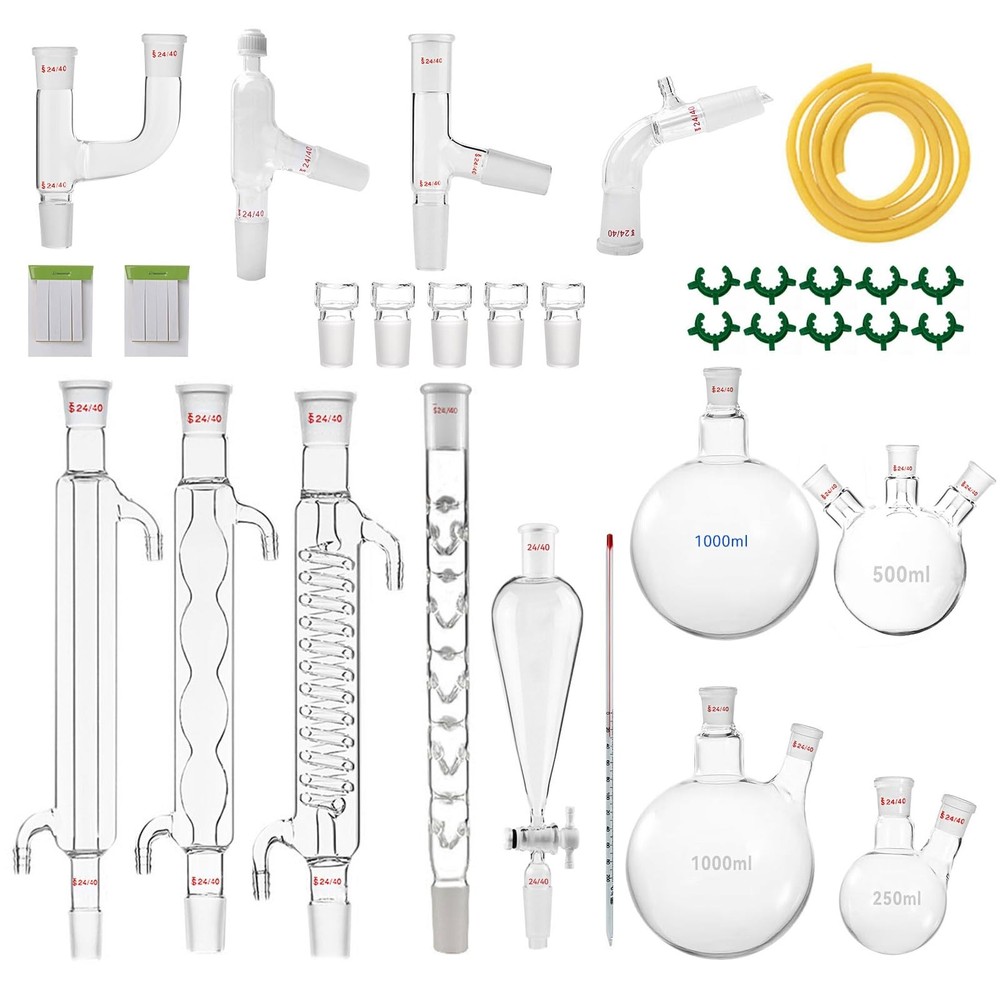 Chemistry Glassware Set – 32PCS Laboratory Glassware Kit with 24/40 Joint 100…