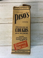 Vintage PISO’S Chloroform Cough Syrup Medicine Bottle Rare Original Box Amber