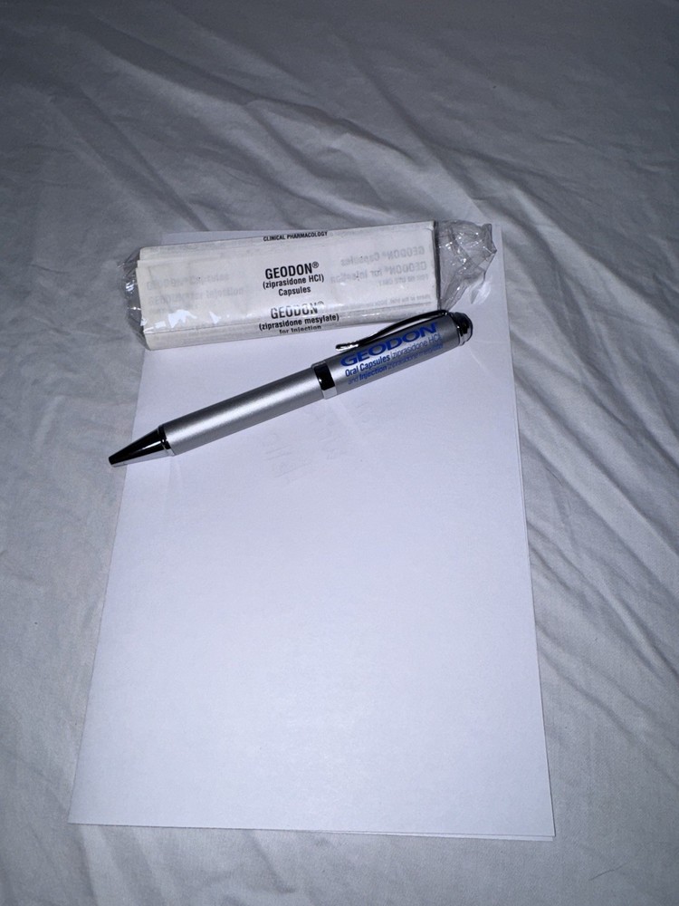 Metal Pfizer Geodon Drug Rep Pharmaceutical Promo Advertising Pen w/ Info Insert