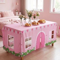 Oudain 10ft x 7.5ft Large Tablecloth Playhouse for Kid Table Fort Cover Table…