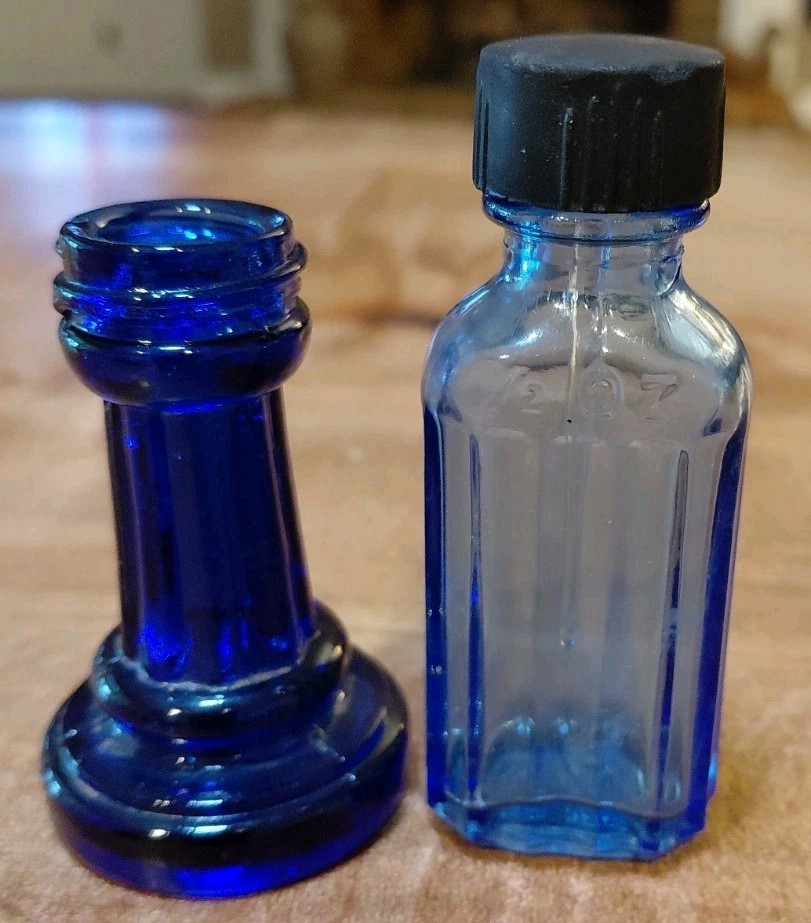 VTG. Blue Rexall Puretest Tincture of Iodine Bottle W/ Glass Dauber (10) Extra