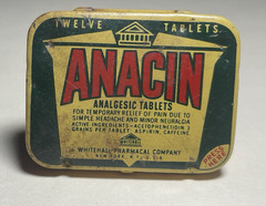 Anacin Vintage Analgesic Tablets Metal Tin, 12 Tablets w/ Directions