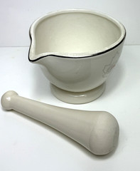 Vtg Eli Lilly Co. Ceramic Mortar & Pestle Cream Canada Collingwood Ont. Pharmacy