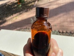 BEAUTIFUL Antique Amber Lysol Embossed Glass Drug or Pharmacy Jar, 4“ Tall