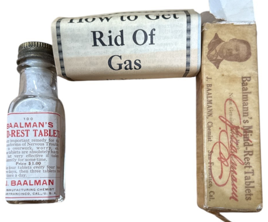 VINTAGE BAALMANN’S Gas Tablets Drugstore Apothecary MCM Medicine Pills Drugs