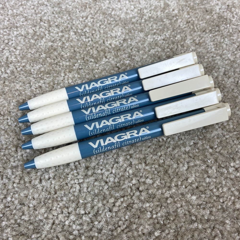 Viagra Pens Lot of 5 Pfizer Pharmaceutical Drug Rep Promo Plastic Click NEW