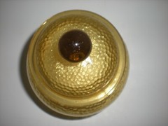 Vintage Apothecary Jar Amber Yellow Urn Ginger Glass Canister 9″