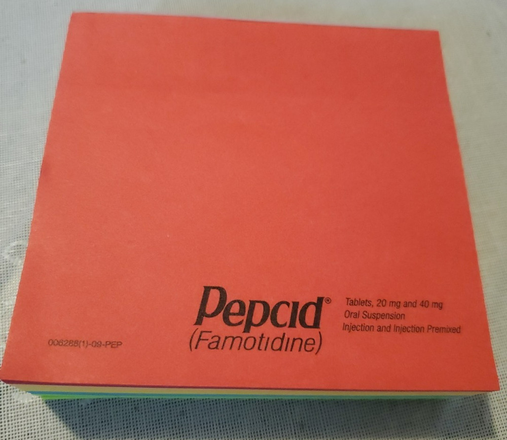 VTG Pepcid E-See Tac Note Pad Multi Color Rainbow Edge Drug Rep Swag Merck Cube