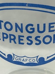 Grafco Medical Apothecary Glass Jar Stainless Lid Blue Letters Tongue Depressors