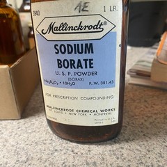 Vintage Mallinckrodt Sodium Borate Amber Glass Apothecary Bottle 1lb 1954 6.5in