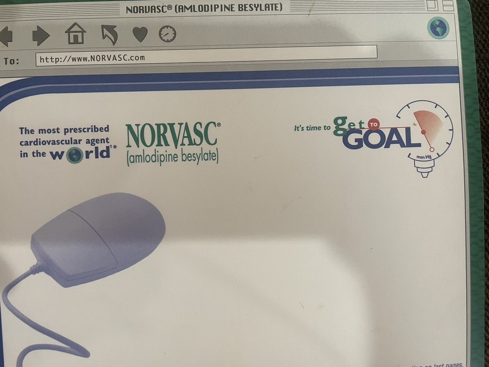 NORVASC-Pfizer pharmaceutical-drug promo mouse/note pad-8×6″-23 Sheets