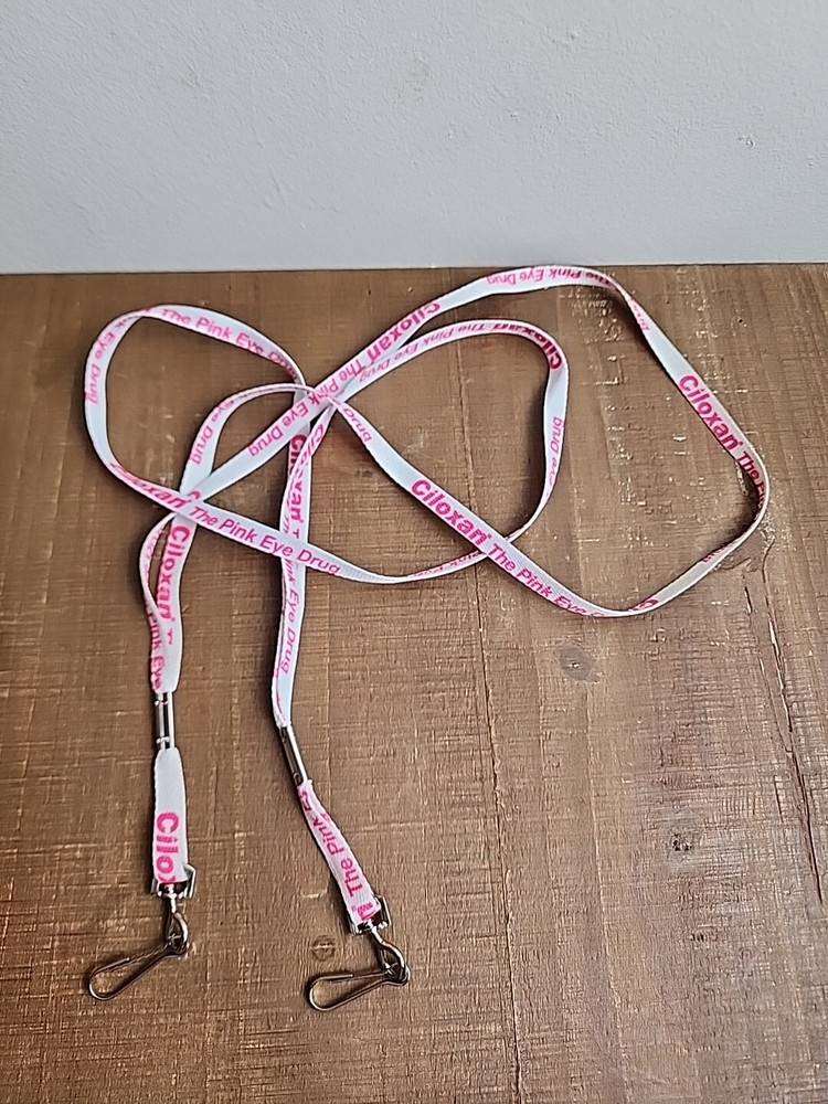 2 Ciloxan Pink Eye Lanyard Drug Rep Pharmaceutical Promo Advertising White