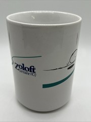 Pfizer Zoloft Coffee Mug Cup White Blue Pharmaceutical Promo Rep Advertising