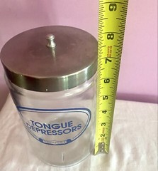 MCM GRAFCO BLUE Label MEDICAL Glass APOTHECARY TONGUE DEPRESSORS Canister EUC