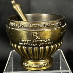 Vtg AMERICAN JOURNAL OF PHARMACY 150th Anniversary Brass Mortar & Pestle