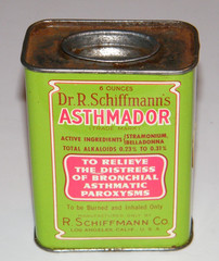 Rare Vintage Schiffmann’s ASTHMADOR 6 Oz Tin Can + Contents ASTHMA Medicine NICE