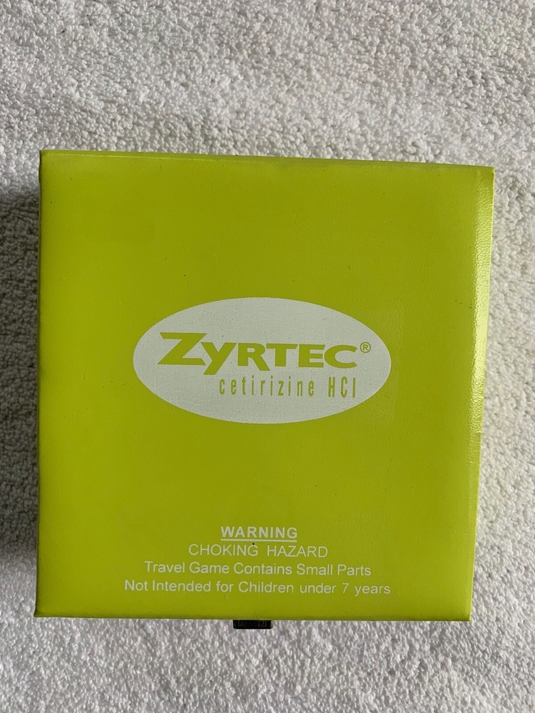 Zyrtec Pharmaceutical Travel Games Set Advertising Promotional Green Case Unused