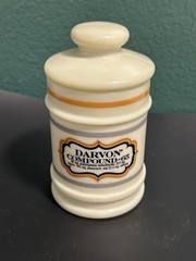 Darvon Compound – 65 Custard Glass Apothecary Jar Great Graphics Vintage Pharma