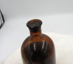 MM – 1940’s Fritzsche Bros NY Oil of Pennyroyal 4 1/2″ Amber Medicine bottle