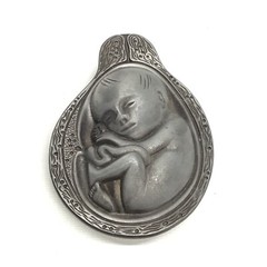 Vtg 1950-60s Parke-Davis Tabron Pharmaceutical Fetus Baby Pewter Paperweight
