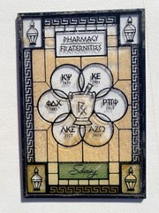 Schering Pharmacy Fraternities Vintage Glass Panel