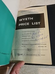 Vintage 1967 & 1978 Wyeth Laboratories Pharmaceutical Price List In Binder