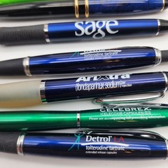 Large Lot Vintage Pharmaceutical Ballpoint Pen Drug Rep Promo Church Advertising
