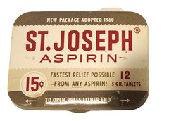 Vtg. Medication Tins , Set of 4,St. Joseph,Amitone, Isodettes,Natures Remedy