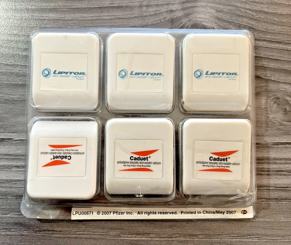 VTG Set of 6 LIPITOR CADUET CLIP MAGNETS Drug Rep Pharma Swag NOS RARE NIP