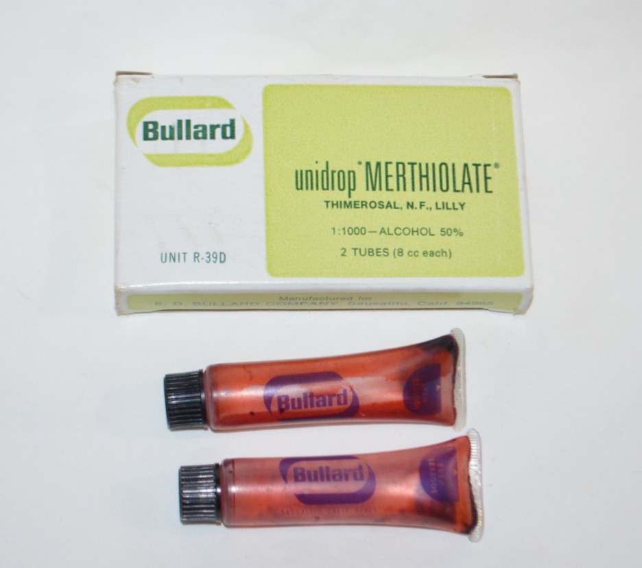 Vintage Bullard Merthiolate Box Empty Tubes First Aid Medicine Pharmacy Medical