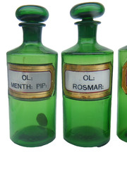 Antique Apothecary Bottles Green Pharmacy 5PC
