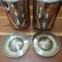 Vollrath 8802 Stainless Steel Canister Set Of 2 Heavy-Duty Container W/lids Vtg