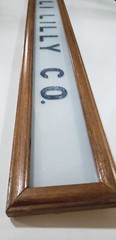 Vintage Eli Lilly Co. Milk White Glass Sign in Frame 6 3/4″ x 4 3/4″ GS00329