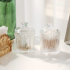2 Pack Qtip Holder Glass Apothecary Jars with Lids Bathroom Accessories Vanit…