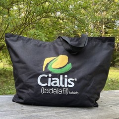Large C ialis Rep Pharm Tote Travel Bag Black Zipper Close 25″x17″