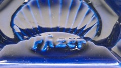 vintage Pfizer advertising ccolbalt blue ash tray Hexagonal sea shell design