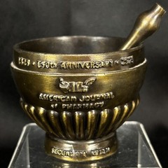 Vtg AMERICAN JOURNAL OF PHARMACY 150th Anniversary Brass Mortar & Pestle