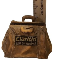 CLARITIN Business Card Holder Advertising Desk Decor Dr Bag Signed S.S. Sarna