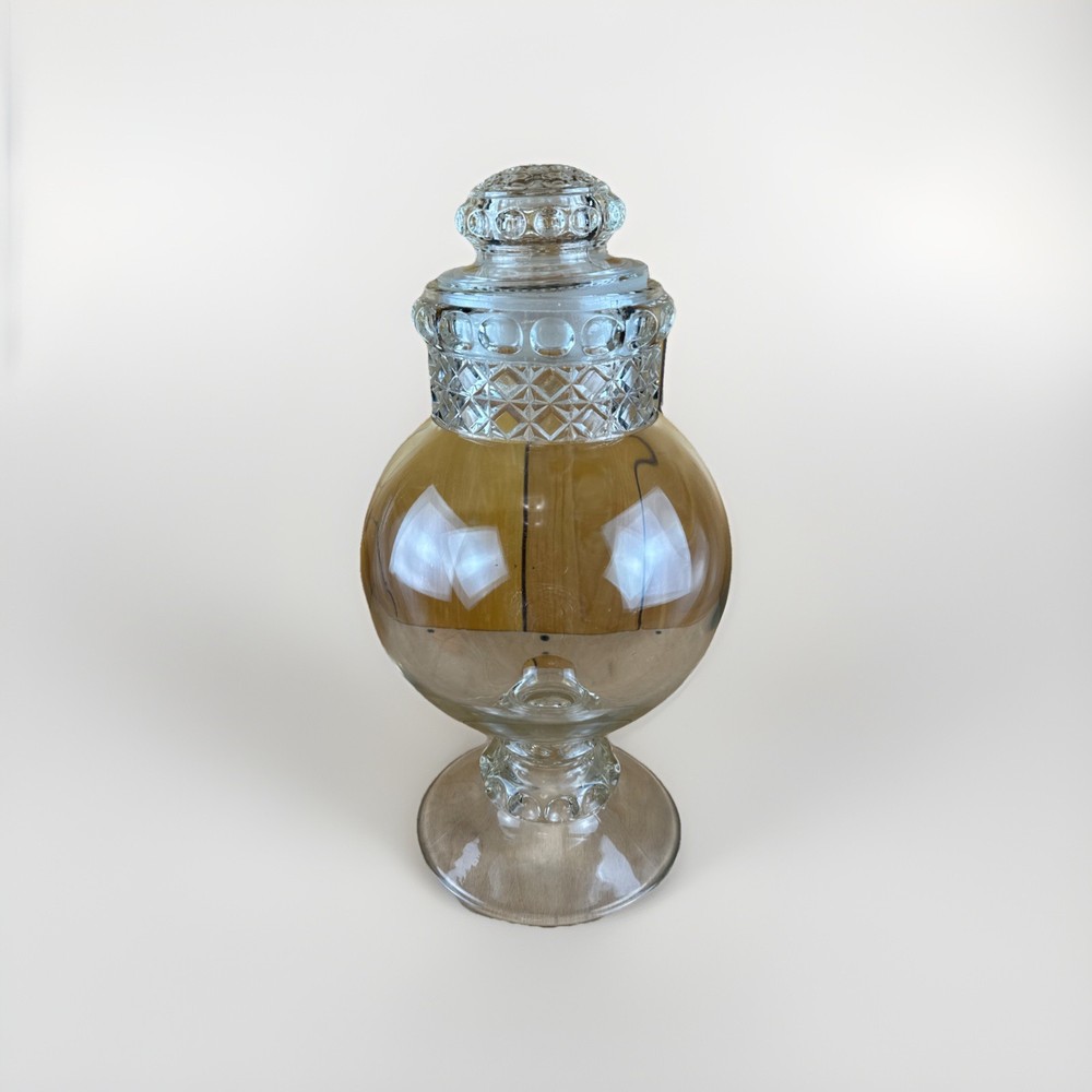 Antique Apothecary Glass Jar With Lid Candy Store Container