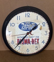 VTG Rexall Drug Store Authorized Agent For BISMA-REX 14” Crystal Clock READ!