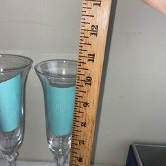 NOVARTIS Champagne Glasses Set Of 2 Clear Crystal 10” Tall Pharmacy Medical NOS