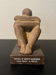 Vtg Portrait Of Anxiety/Depression Etrafon Promo Clay Figurine Mexico