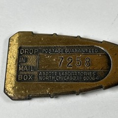 VINTAGE 1960’s SELSUN BLUE ABBOTT LAB ANTI-DANDRUFF, KEYCHAIN RETURN POSTAGE