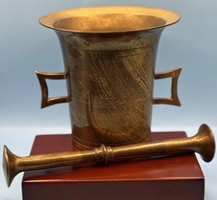 Vintage Solid Brass Mortar & Pestle Made in India 4.5” Apothecary Spice Grinder