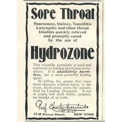 Vintage 1903 Hydrozone Sore Throat Advertisement Print Wall Decor