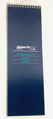 Vntg Glaxo Pharmacy Want Book: Ceftin, Zantac ruled Spiral notebook, 11″ L 2pc