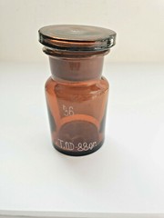 NOVOCAINUM, Vintage Glass Apothecary Pharmacy Brown Jar, 50 ml, Cap