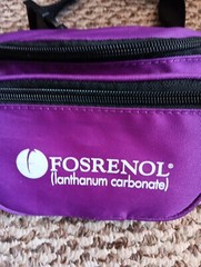 FOSRENOL Pharmaceutical Drug Rep. Advertising Purple Fanny pack 3 zip pockets
