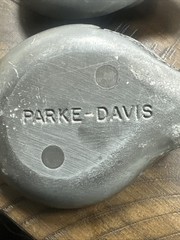2 Parke-Davis TABRON 1950s Vintage Pharmaceutical Pewter Fetus Paperweight VGC