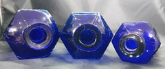 3 Antique Vintage Cobalt Blue Glass Poison Chemist Pharmacy Bottles 2 x 20oz